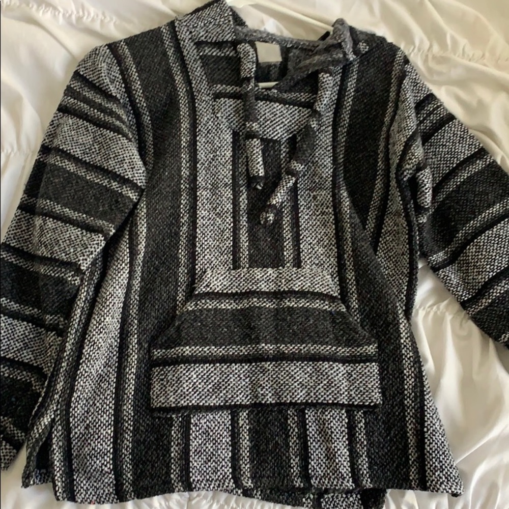 Black and Gray cotton poncho